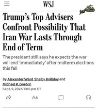 🔻Wall Street Journal: İran savaşı Trump'ın başkanlığının sonuna kadar sürebilir